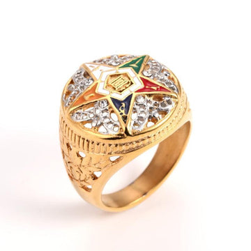 Best Gifts - 316l Stainless Steel gold Order of the Eastern Star Masonic Rings - The Jewellery Supermarket